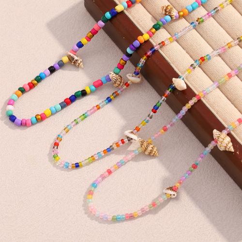 Collier acrylique, Acier inoxydable 304, avec coquille & Acrylique, fait à la main, bijoux de mode & styles différents pour le choix & pour femme, multicolore, Vendu par PC