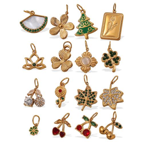 Pendentifs en acier inoxydable, Acier inoxydable 304, avec cristal, Plaqué or 18K, DIY & styles différents pour le choix, Vendu par PC