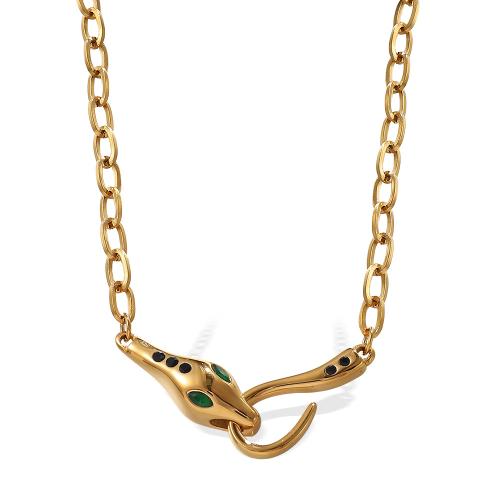 Collier de bijoux de titane, Acier titane, Placage de couleur d'or, bijoux de mode & avec strass, doré, Vendu par PC