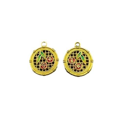 Zinc Alloy Enamel Pendants, gold color plated, DIY, golden 