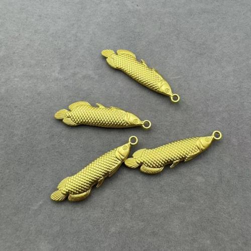 Zinc Alloy Animal Pendants, Fish, gold color plated, DIY, golden 