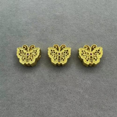 Strass Messing Perlen, Schmetterling, goldfarben plattiert, DIY & mit Strass, goldfarben, 11x10mm, 100PCs/Tasche, verkauft von Tasche