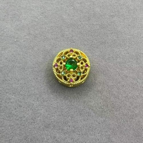 Strass Messing Perlen, mit Harz Strass, goldfarben plattiert, DIY, goldfarben, 100PCs/Tasche, verkauft von Tasche