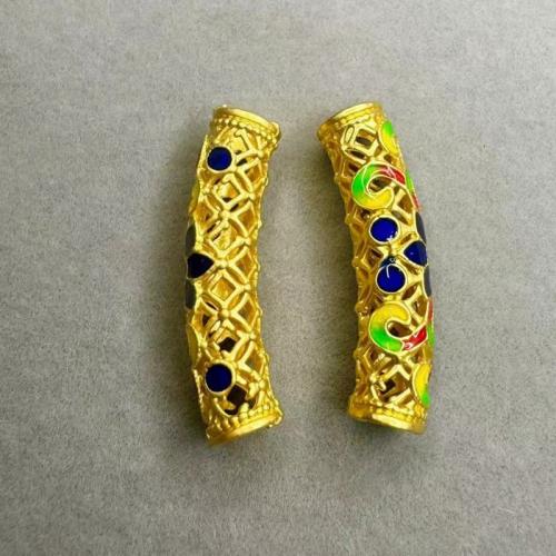 alliage de zinc perles tube incurvé, Placage de couleur d'or, DIY & émail, doré, 30mm Vendu par sac