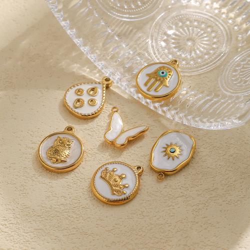 Enamel Stainless Steel Pendant, 304 Stainless Steel, gold color plated, DIY golden 