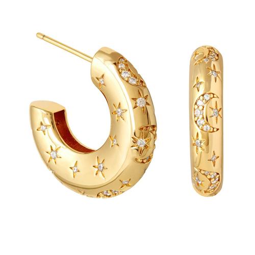 laiton boucle d oreille dormeuse, Lettre C, Placage, styles différents pour le choix & pavé de micro zircon & pour femme Vendu par paire