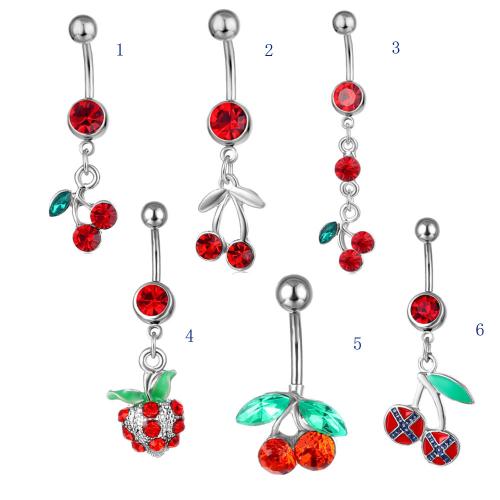 Zinklegierung Bauchnabelpiercing, plattiert, unisex & verschiedene Stile für Wahl & mit Strass, belly ring length 50-80mm, verkauft von PC