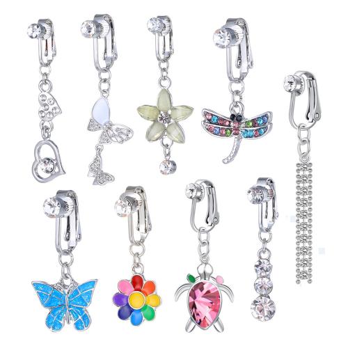 Zinklegierung Bauchnabelpiercing, plattiert, unisex & verschiedene Stile für Wahl & Emaille & mit Strass, belly ring length 20-50mm, verkauft von PC
