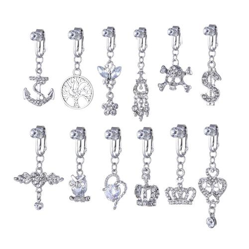 Zinklegierung Bauchnabelpiercing, plattiert, 12 Stück & unisex & mit Strass, belly ring length 30-50mm, verkauft von setzen