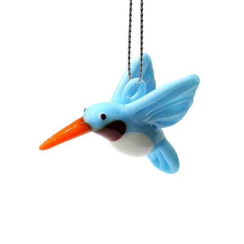 pendentif en verre , oiseau, DIY, bleu, Vendu par PC
