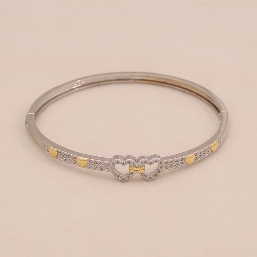 Cúbicos Circonia pulsera Latón de Micro pavimenta, metal, chapado, diferentes estilos para la opción & micro arcilla de zirconia cúbica & para mujer & 2-tono, Vendido por UD