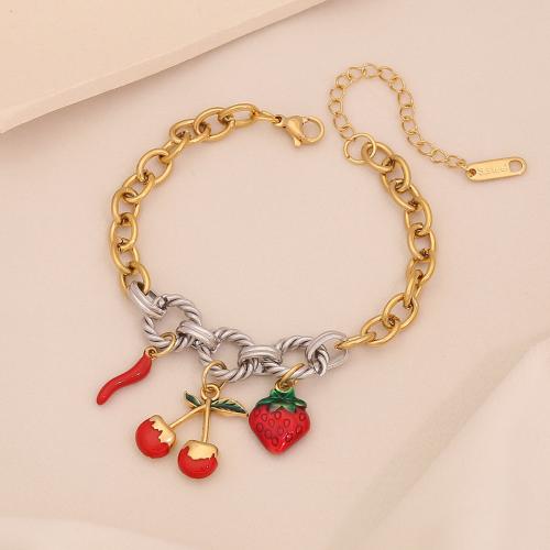 Bracelet en acier inoxydable, Acier inoxydable 304, styles différents pour le choix & pour femme & émail & deux tons, Vendu par PC