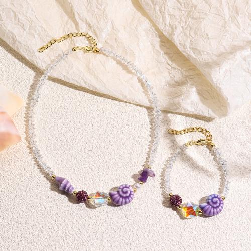 Parures de bijoux en cristal, avec pierrecaillou & porcelaine, bijoux de mode & styles différents pour le choix & pour femme, plus de couleurs à choisir, Vendu par PC