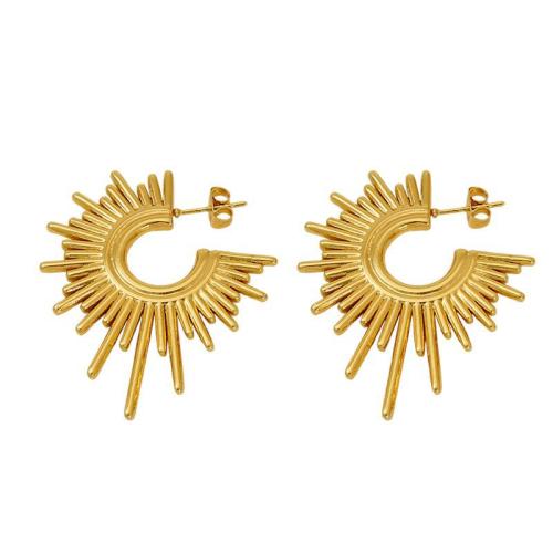 Boucle en acier inoxydable, Acier inoxydable 304, Plaqué or 18K, bijoux de mode & pour femme, Vendu par paire