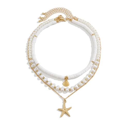 Collier de mode Multi couche, Cuivre-Coated-Fer, avec argile de polymère & plastique revêtu de cuivre & perle de plastique & alliage de zinc, Placage, bijoux de mode & styles différents pour le choix & pour femme, plus de couleurs à choisir, Vendu par fixé