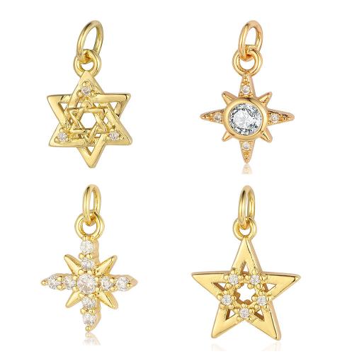 Cubic Zirconia Micro Pave Brass Pendant, gold color plated, DIY & micro pave cubic zirconia, golden 