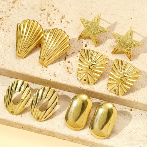 Stainless Steel Earring Stud Component, 304 Stainless Steel, gold color plated, DIY golden 