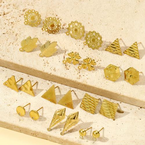 Stainless Steel Earring Stud Component, 304 Stainless Steel, gold color plated, DIY golden 