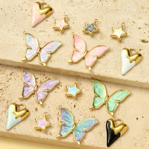 Titanium Steel Pendants, gold color plated, DIY & enamel 