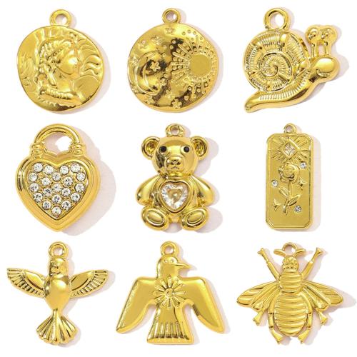 Titanium Steel Pendants, plated, DIY & micro pave cubic zirconia 