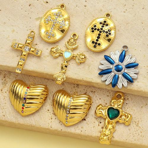 Titanium Steel Pendants, plated, DIY & with rhinestone 