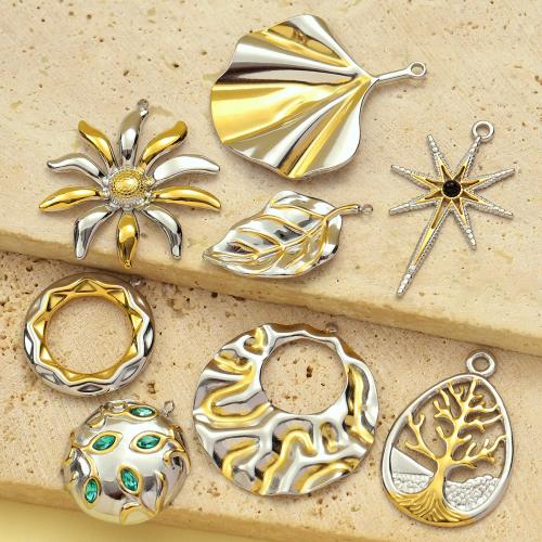 Titanium Steel Pendants, with Gemstone & Crystal, plated, DIY 