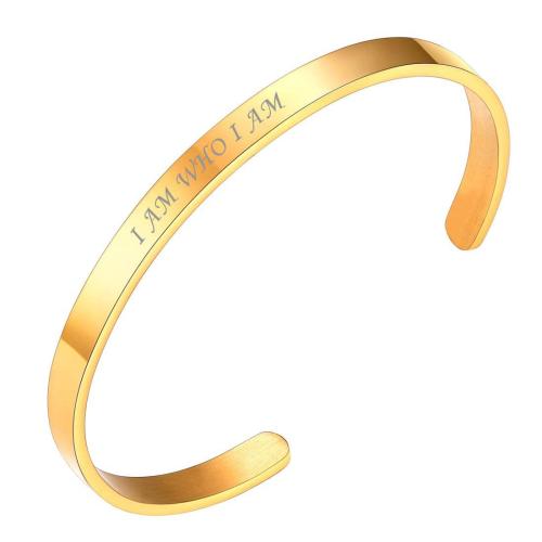 Acier inoxydable 304 bracelet manchette, Placage, unisexe & styles différents pour le choix & avec le motif de lettre, Diamètre inté Environ 65mm, Vendu par PC
