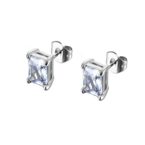 Acier inoxydable 304 boucle d oreille dormeuse, Placage, unisexe & styles différents pour le choix & avec strass, earring length 5-10mm, Vendu par PC