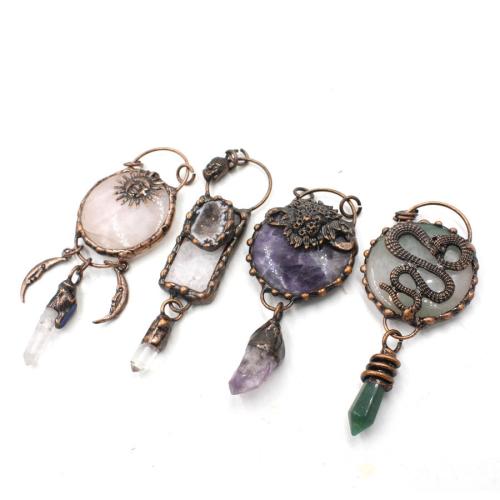 Pendentif bijoux de pierre gemme, alliage de zinc, avec Pierre naturelle, Placage, DIY & modèles différents pour le choix, plus de couleurs à choisir, The round pancake is approximately . The square version is approximately Vendu par PC