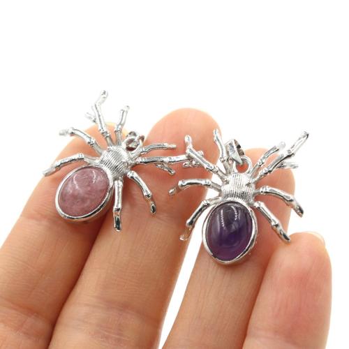 Pendentif bijoux de pierre gemme, alliage de zinc, avec Pierre naturelle, araignée, Placage, DIY & différents matériaux pour le choix, plus de couleurs à choisir Vendu par PC