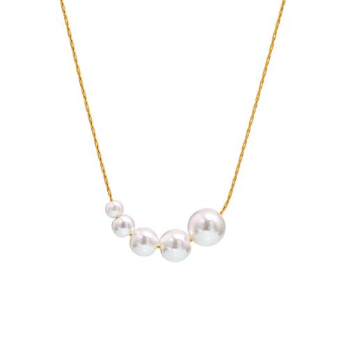 南の海のシェルネックレス, 304ステンレススチール, とともに シェルパール, とともに 1.9 Inch エクステンダチェーン, メッキ, ファッションジュエリー & 女性用, 金色, 長さ:約 15.74 インチ, 売り手 パソコン