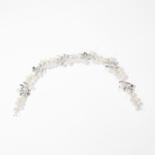 DIY Hair Flowers, Plastic Pearl, with brass wire & Zinc Alloy, handmade, fashion jewelry & for woman & with rhinestone, silver color 
