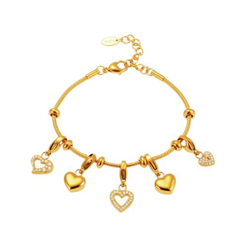 Bracelet en acier inoxydable, Acier inoxydable 304, Placage, pavé de micro zircon & pour femme & creux, plus de couleurs à choisir, Vendu par PC