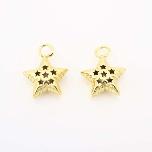 Pendentifs creux en laiton, étoile, DIY, doré, Vendu par PC