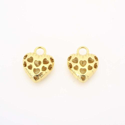 Pendentifs creux en laiton, coeur, DIY, doré, Vendu par PC