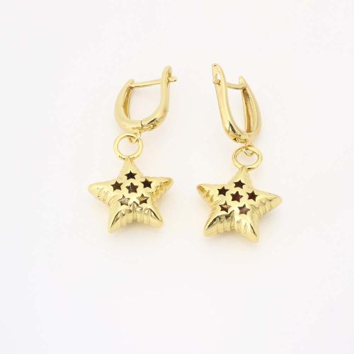 Boucle d'oreille en goutte de laiton, étoile, bijoux de mode & pour femme & creux, doré, Vendu par paire