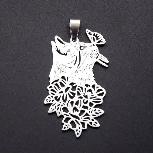 Pendentifs d'animaux en acier inoxydable , Acier inoxydable 304, chat, Placage de couleur argentée, DIY, argent Vendu par PC