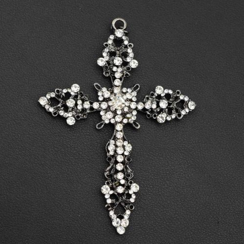 Colgantes de Aleación de Zinc en Forma Cruces, chapado en color de plata, Bricolaje & con diamantes de imitación, plateado, 105.5x76.8x7.9mm, Vendido por UD