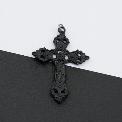 pendentifs En acier inoxydable de Croix , Acier inoxydable 304, Placage, DIY, noire, Vendu par PC