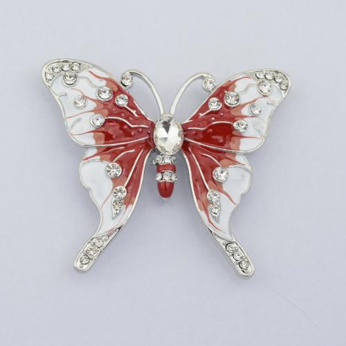 Apprêt broche en alliage de zinc, Placage, DIY & émail & avec strass, couleurs mélangées, The size of the large butterfly is 51.4mm*43.6mm*8.3mm Water drop 18.2mm*6.3mm, Vendu par PC