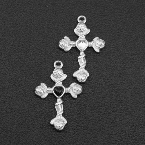 Pendentifs en titane, Acier titane, avec strass de résine, croix, Placage, DIY, plus de couleurs à choisir Vendu par PC