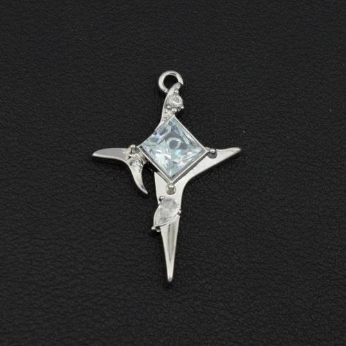 Pendentifs d'étoile en alliage zinc, alliage de zinc, croix, Placage de couleur argentée, DIY & avec strass, argent, Vendu par PC