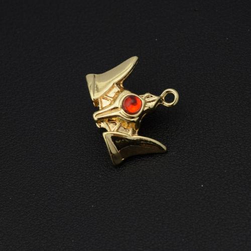 Zinc Alloy Crown Pendants, with Glass, gold color plated, DIY, golden 