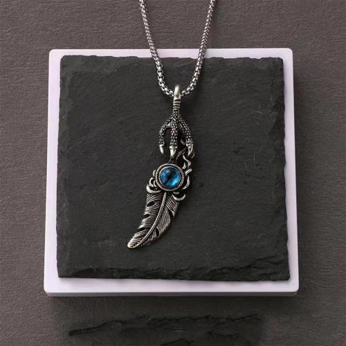 Zinklegierung Halskette, Federn, plattiert, Modeschmuck & für den Menschen, keine, Länge:ca. 23.2 ZollInch, verkauft von PC[