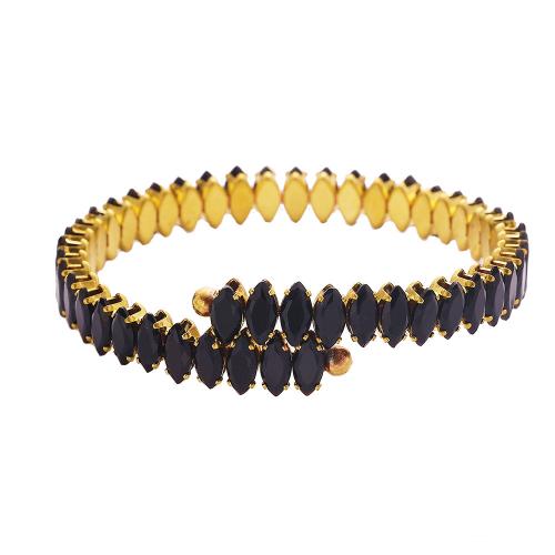 Acier inoxydable 304 bracelet manchette, Placage de couleur d'or, pavé de micro zircon & pour femme, plus de couleurs à choisir, Diamètre inté Environ 60mm, Vendu par PC[