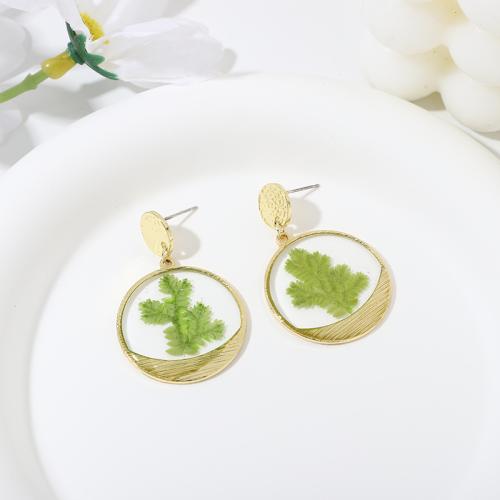 Plástico Pendientes con Colgantes, con aleación de zinc, Redondo aplanado, engomada de gota, Joyería & para mujer, 30mm, Vendido por Par
