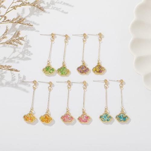 Resin Drop Earring, with Zinc Alloy, Cloud, epoxy gel, fashion jewelry & for woman 