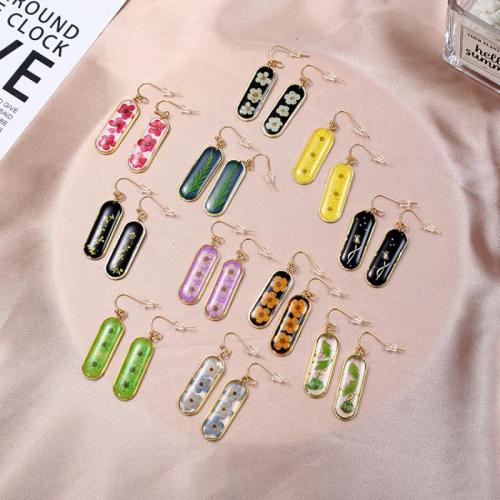 Resin Drop Earring, with Zinc Alloy, Trapezium, epoxy gel, fashion jewelry & for woman 