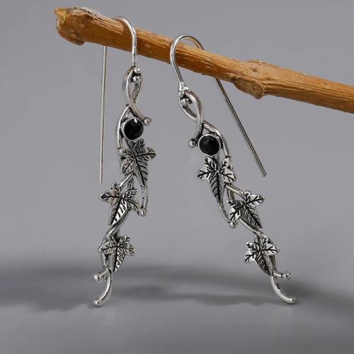 alliage de zinc Boucle d'oreille goutte, feuille, Placage, pour femme & avec strass, plus de couleurs à choisir Vendu par PC