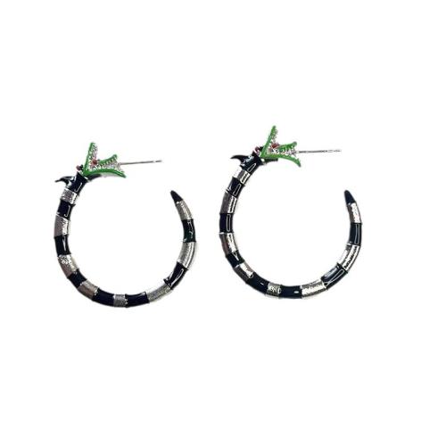 alliage de zinc boucle d oreille dormeuse, serpent, Placage, styles différents pour le choix & pour femme & émail, Vendu par paire